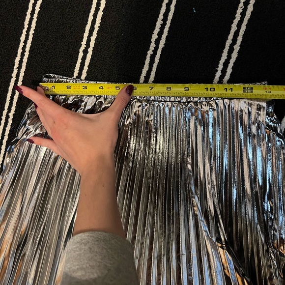 Dressed in LALA Metallic Pleated Midi Skirt in Sterling Silver - Picture 5 of 5